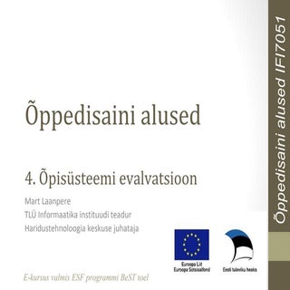 Õppedisaini alused 4: Õpitulemuste ...