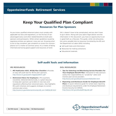 Oppenheimer funds plan sponsor regulation information