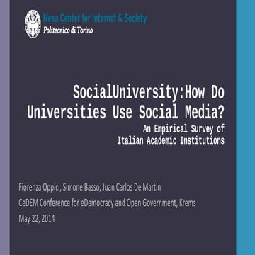 SocialUniversity:How Do Universities Use Social Media? An Empirical Survey of...