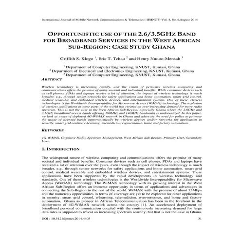 Opportunistic use of the 2.63.5 ghz band for broadband services in the west a...