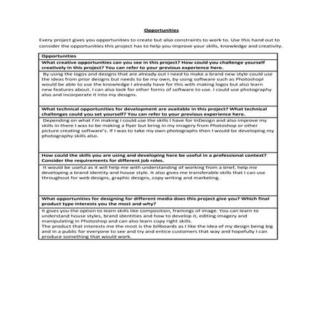 Opportunities handout - task 2