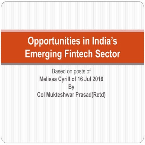 Opportunities in india’s emerging fintech sector