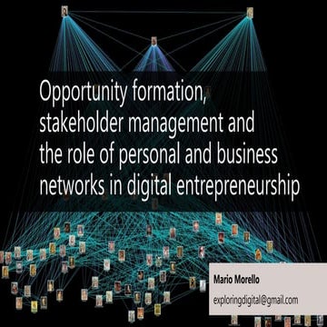 Opportunity formation, stakeholder management and the role of personal and bu...