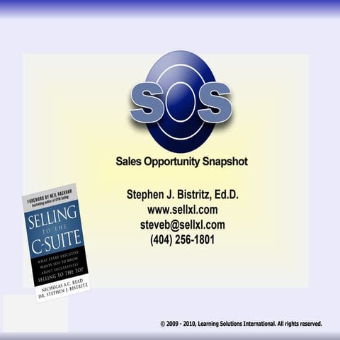Managing Sales Opportunities - with Sales Opportunity Snapshot  (SOS)