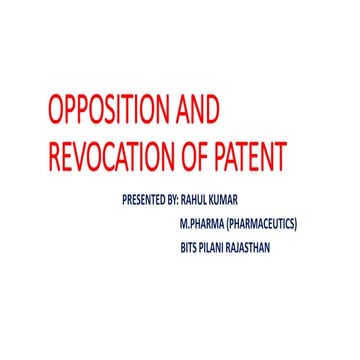 Opposition and revocation of patent ipr presentation