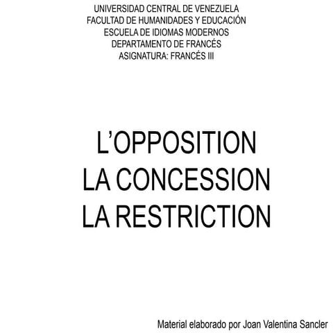 Opposition/ Concession/Restriction