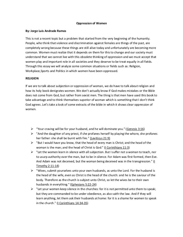 Male oppression essay image