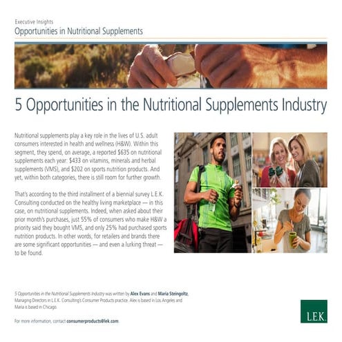 5 Opportunities in the Nutritional Supplements Industry