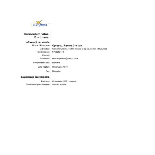 Remus Cristian CV