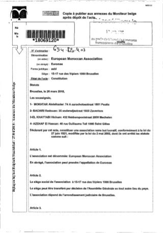 Oprichting van de EUROPEAN MOROCCAN ASSOCIATION