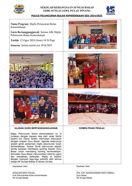 Aktiviti Merdeka Tahun 3 bagi tahun 2024 di Sekolah Kebangsaan Sungai ...