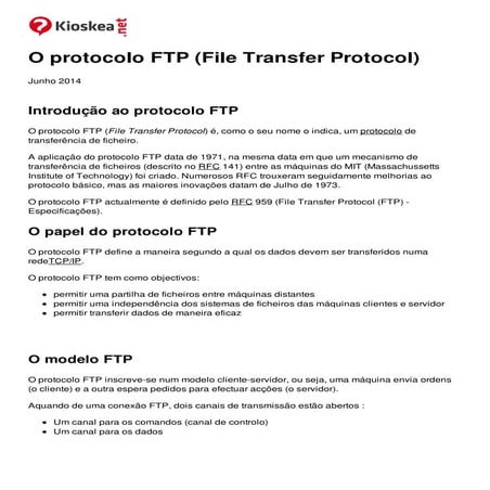 O protocolo ftp (file transfer protocol) | PDF