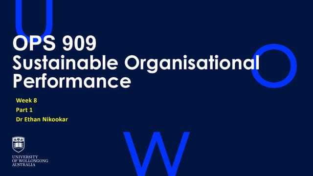 OPS909 Sustainable Organisational performnace