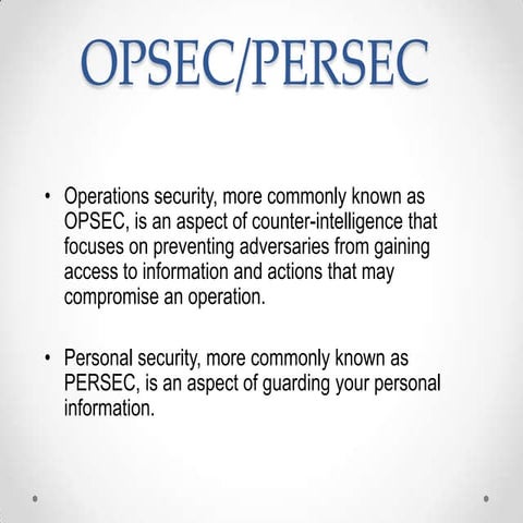 OPSEC / PERSEC