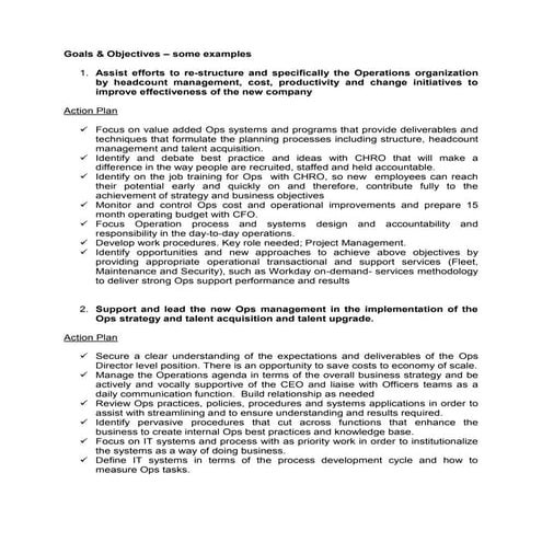 Ops goals  for operations      some examples