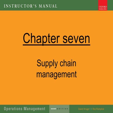 Ops management lecture 7 supply chain management
