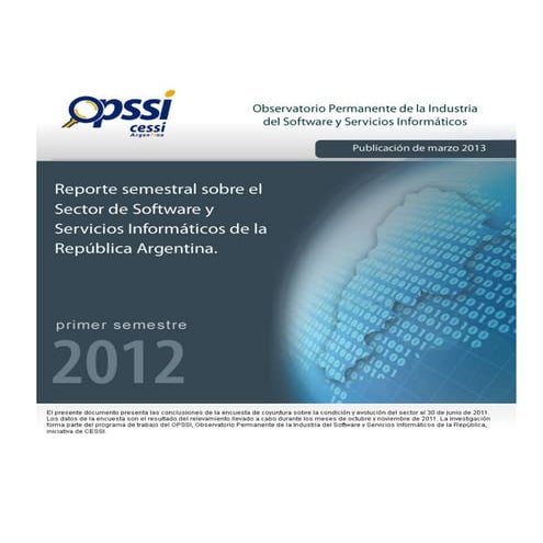 Reporte Semestral del Sector de Software y Servicios Informáticos, 1er Semest...