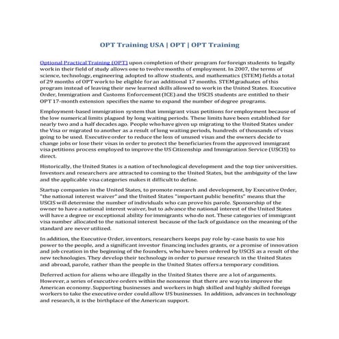 OPT Training USA |  OPT | OPT Training