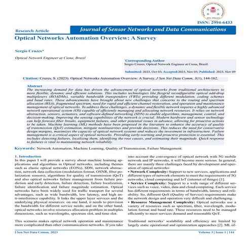 Optical Networks Automation Overview: A Survey
