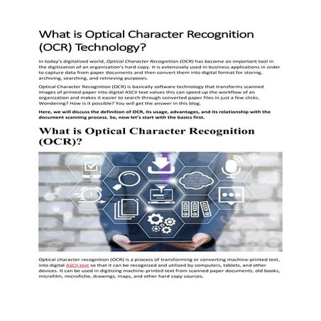 What is Optical Character Recognition (OCR) Technology?