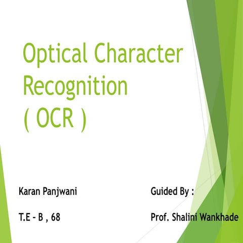 Optical Character Recognition( OCR ) | PPTX | Desktop Publishing ...