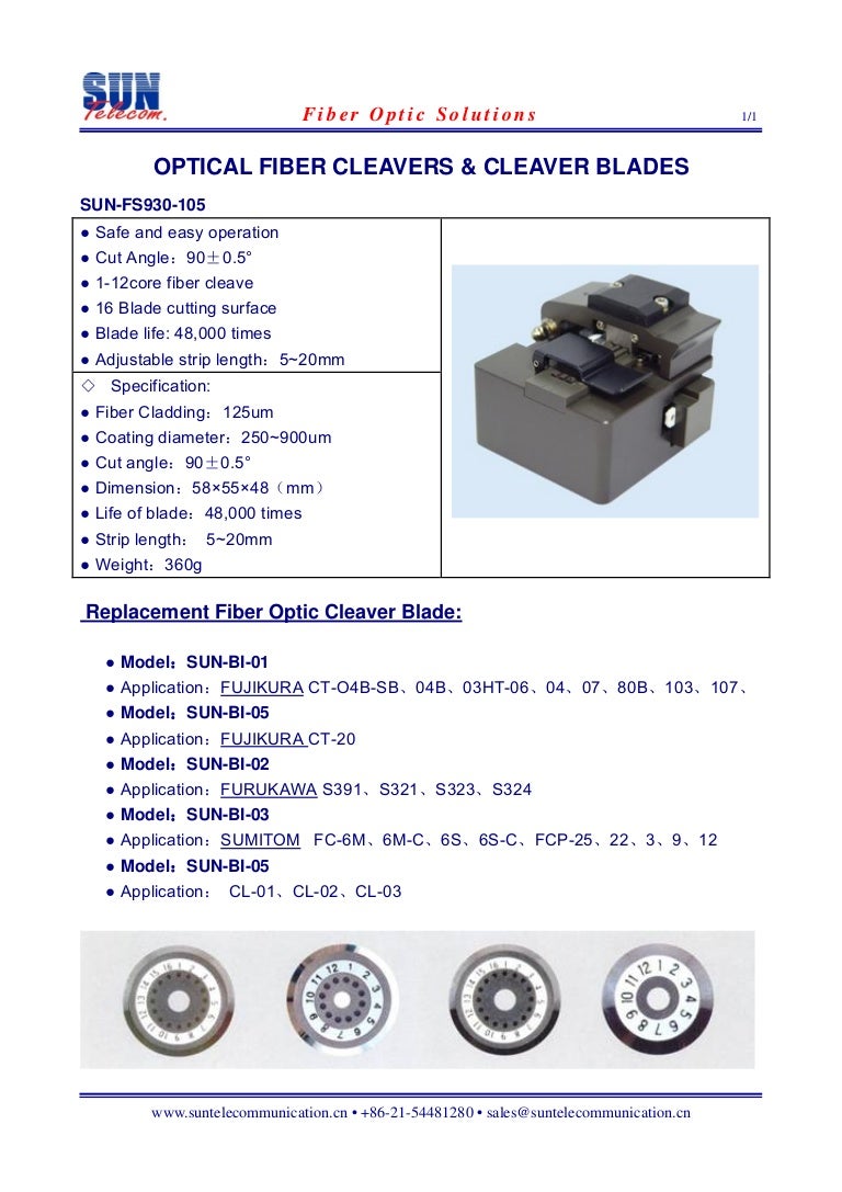 Optical Fiber Cleavers & Cleaver Blades