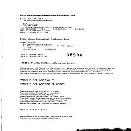 Optical fiber communications  principles and practice by john m senior