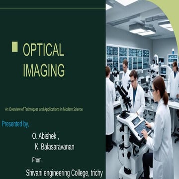 Comprehensive Overview of Optical Imaging Techniques and Applications ...