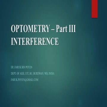 Optical Instrumentation   3. Interference