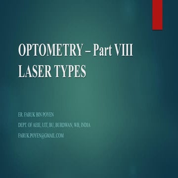 Optical Instrumentation   8. Laser - Types