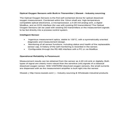 Optical oxygen sensors with built in transmitter