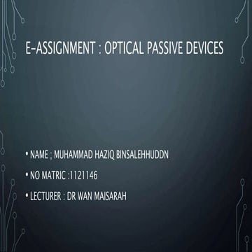 Optical passive devices