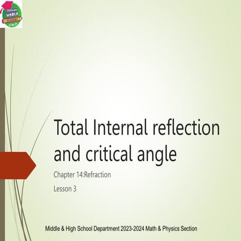 Total Internal Reflection and Critical Angle | PPTX