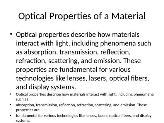 Optical properties of nanomaterials | PDF | Chemistry | Science