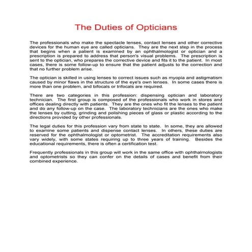 Opticians | PDF