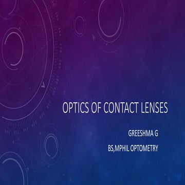 OPTICS OF CONTACT LENSES