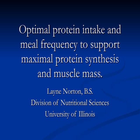 Optimal Protein Intake And Meal Frequency To Support Maximal Protein Synthesis and Muscle Mass