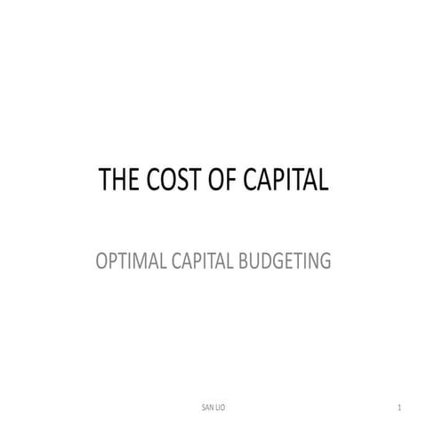 Optimal capital budgeting