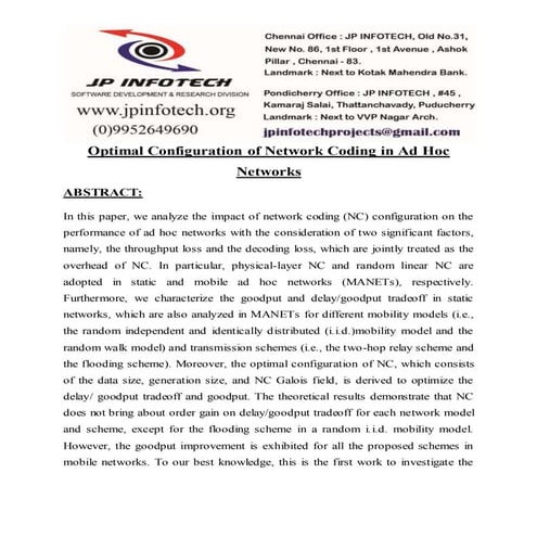 Optimal configuration of network