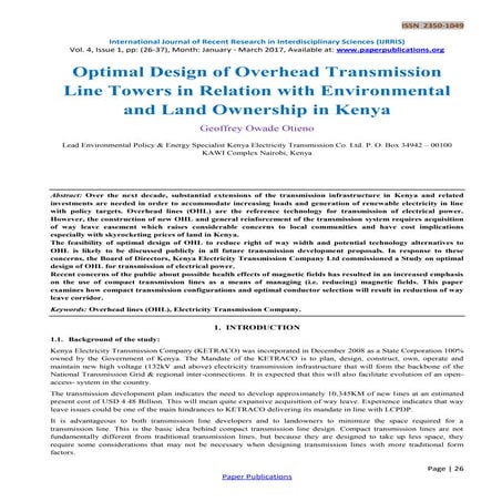 Optimal Design of Overhead Transmission Line Towers in Relation with Environm...