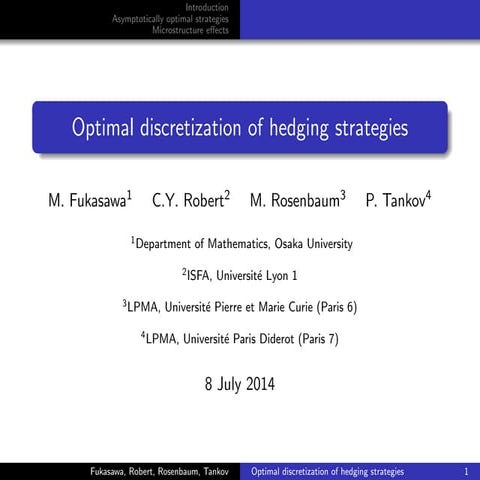 Optimal discretization of hedging strategies   rosenbaum