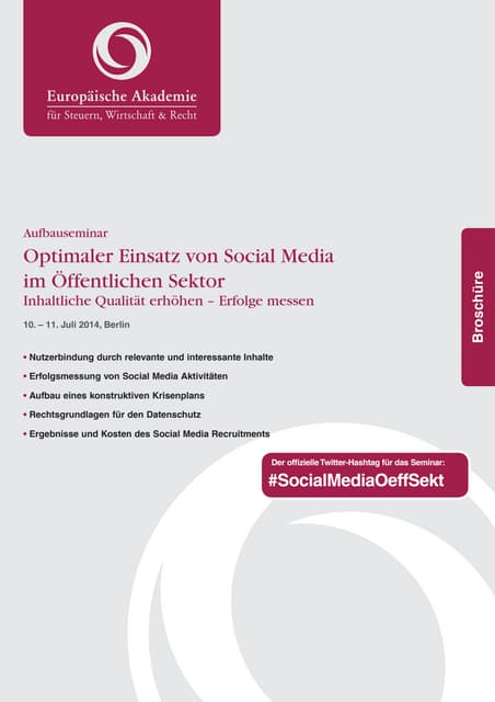EUA-Seminar "Optimaler Einsatz von Social Media im öffentlichen Sektor"