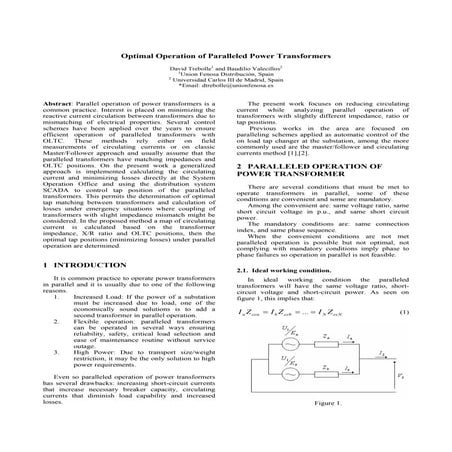 Optimal Operation Of Paralleled Power Transformers