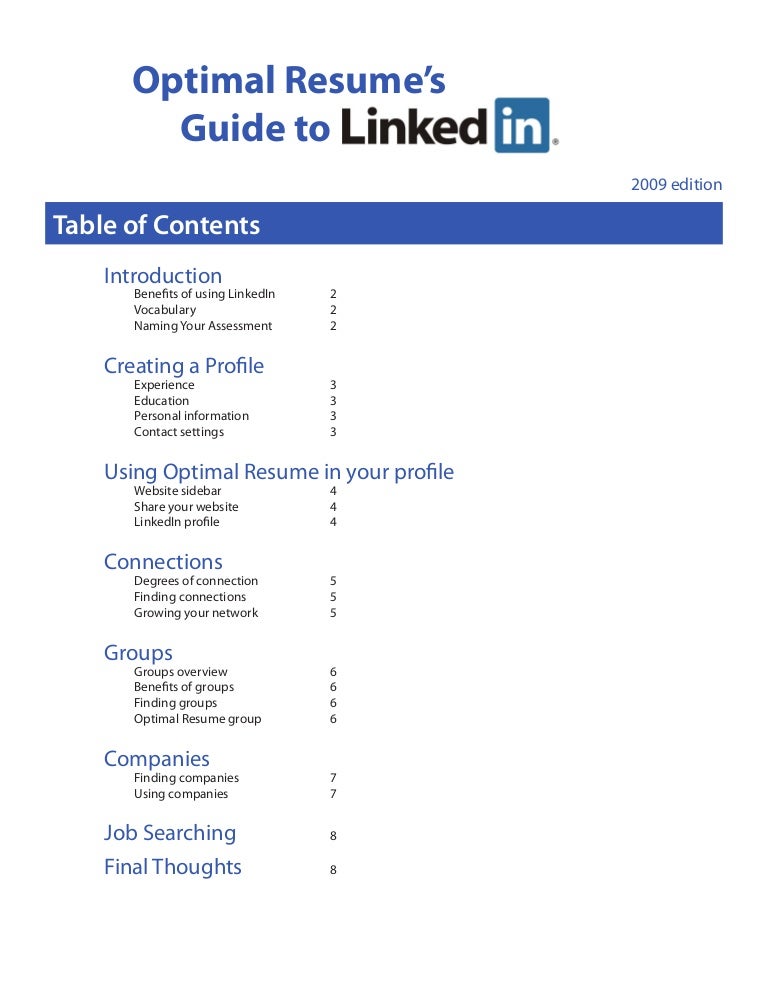 Optimal Resume Linked In Guide