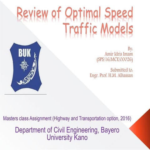 Review of Optimal Speed Traffic Models