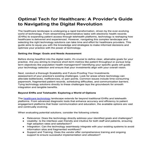 Strategies for Network Optimization in Healthcare | PDF