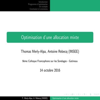 Optimisation d'une allocation mixte