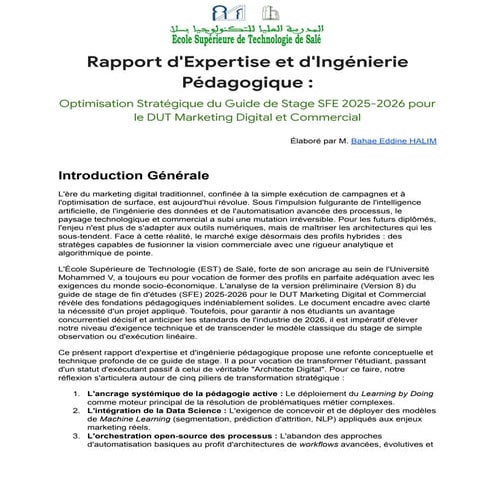 Optimisation Stratégique du Guide de Stage SFE 2025-2026 pour DUT ...