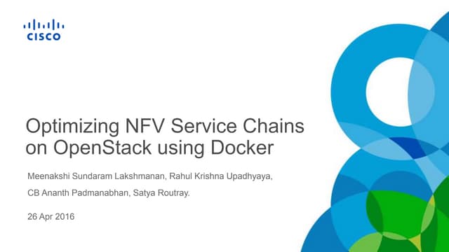 Optimising nfv service chains on open stack using docker