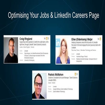 Optimising Your Jobs & LinkedIn Career Page | Talent Connect London 2013